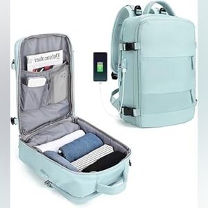 Light Blue Convertible Travel Backpack - Women's Carry-On Backpack